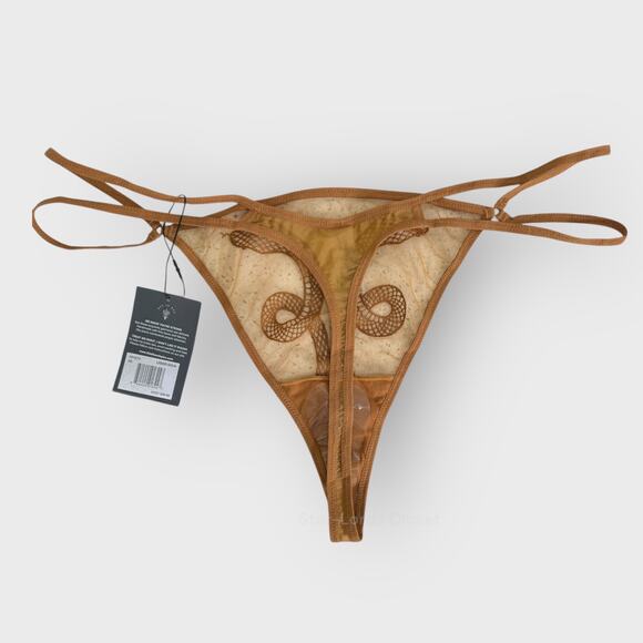 Thistle & Spire 2X Medusa Gold Thong Embroidered Snake Sexy Mystic Lingerie - Picture 8 of 9